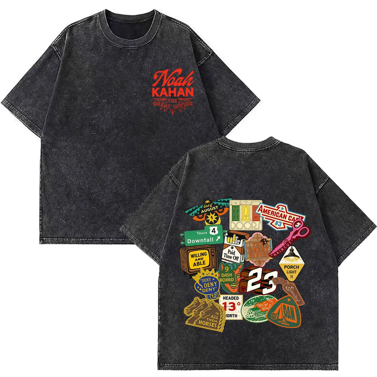 Noah Kahan The Great Divide Tour 2026 Graphic Vintage washed T-shirt Men Women oversized T-shirt Summer Loose Casual T-shirts