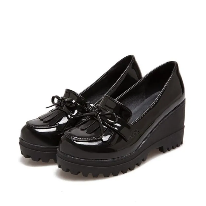 Fashion Tassels Women Heeled Shoes Ladies Wedge Heels Brand Women Platform Pumps Casual Woman 7.5cm Wedges Big Size 33-43