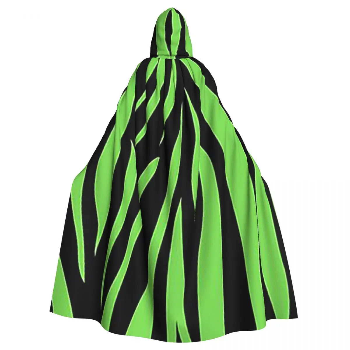 Mantello lungo con cappuccio verde con stampa zebrata Costume medievale da strega Mantello cosplay HalloweenVampiro Adulto unisex