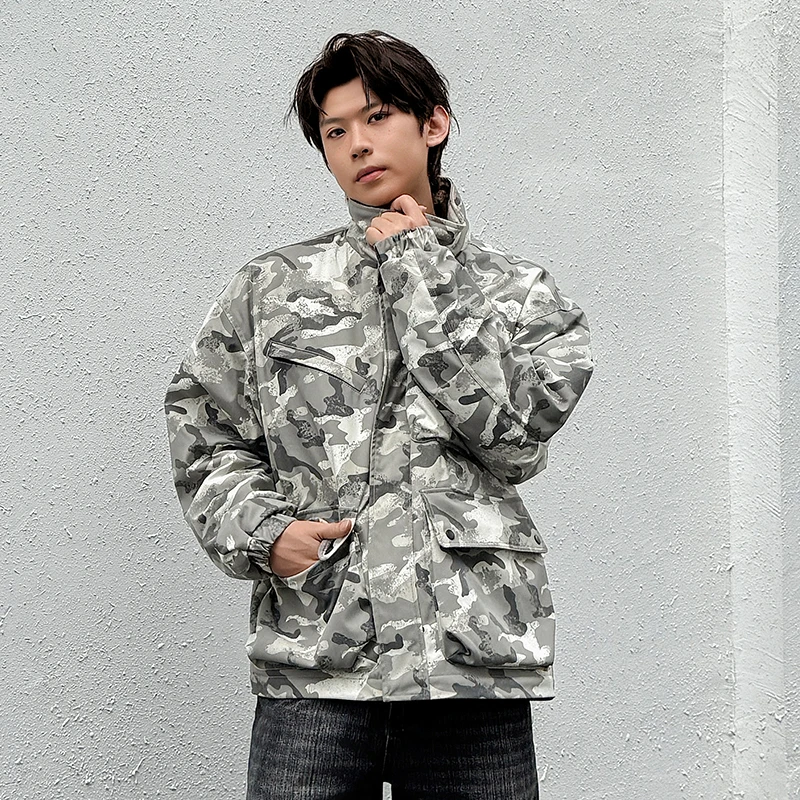 

Winter Cotton Jaet Men's Trendy Casual Haome Outerwear Polyester Fiber Filling Stand Fit Online Exclusive Youth Faion