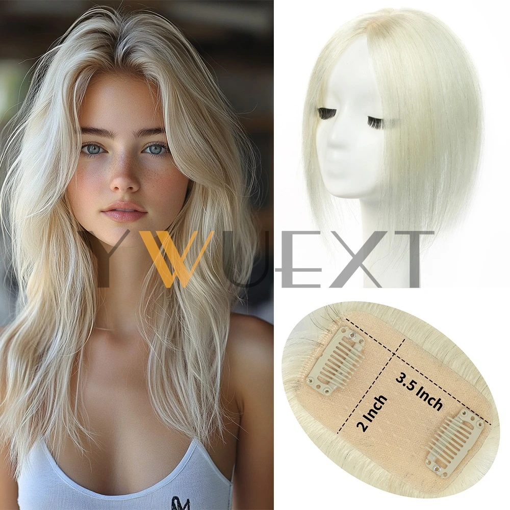 

YWUEXT 5x9cm Hair Piece Topper Injected Silk Skin Base Topper Toupee 12"-14" Natural Scalp Clip In Hairpiece no Bangs for Women