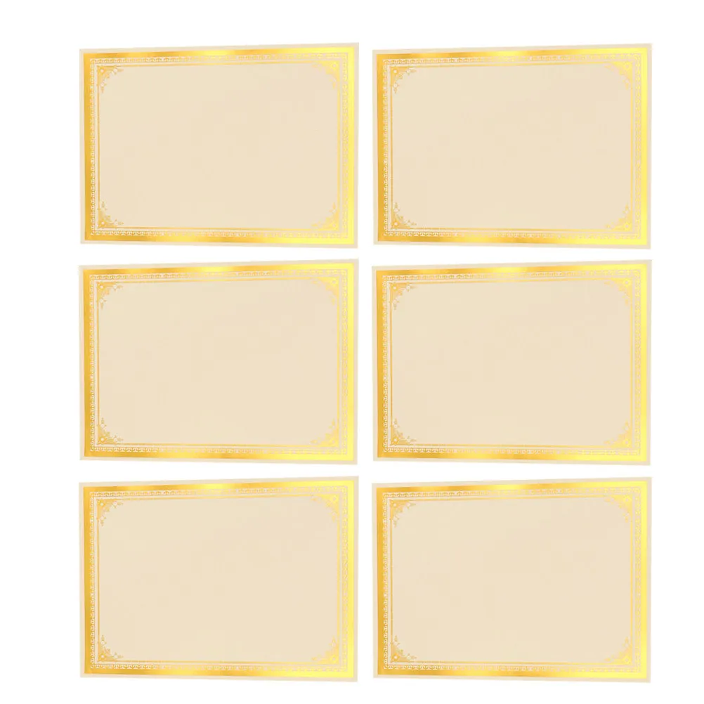 

Gold Foil Border Certificate Paper 6pcs Blank Diploma Sheets for School Employee Recognition Awards