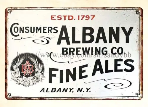 metal tin art 1909 Consumers fine ales Albany Brewing Company metal tin sign sign
