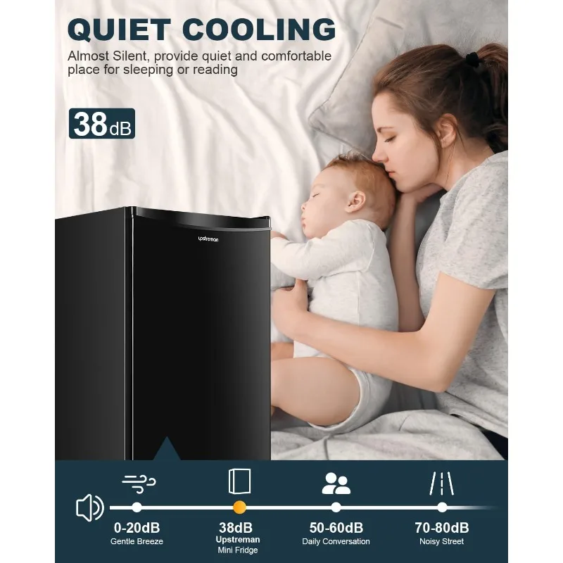 2025 mini geladeira quente de 3.2 pés cúbicos com freezer, mini geladeira de porta única, geladeira de dormitório, termostato ajustável, mini geladeira