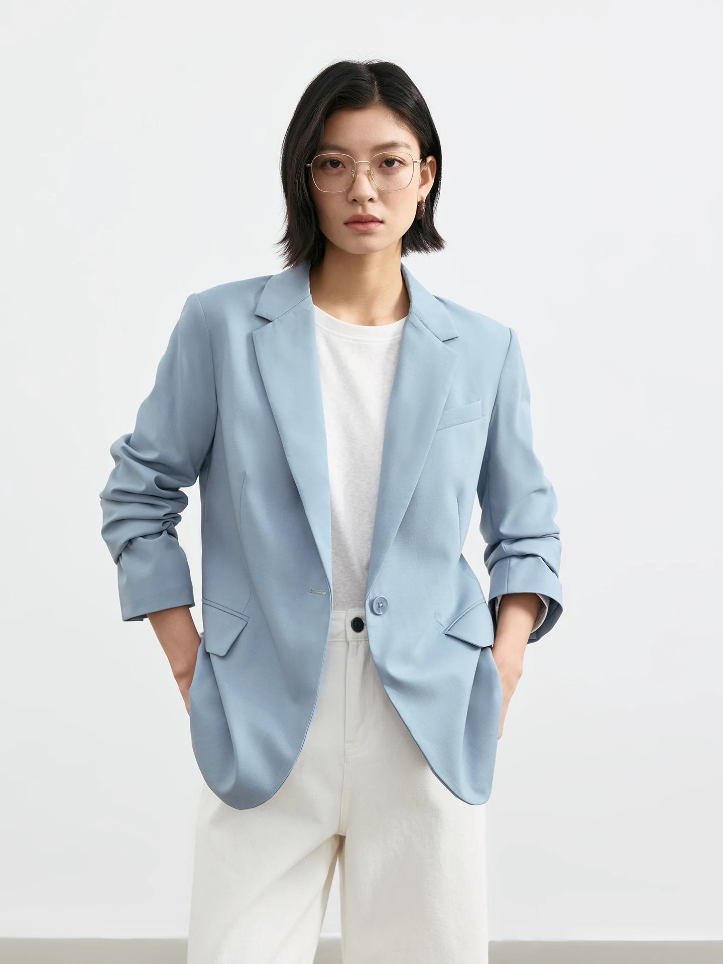 

Элегантный шерстяной пиджак 270 г из тонкопряденой ткани, новинка, повседневный и деловой стиль, в трех цветах, женская мода Masjm, весна 2026