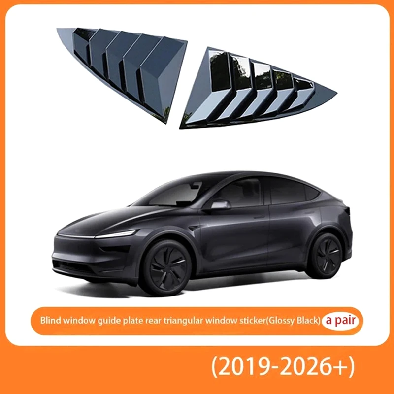 Super Sale Rear Car Window Shutter Cover for Tesla Model Y Juniper Louver Side Vent Trim Triangle Accessorie Bright Black