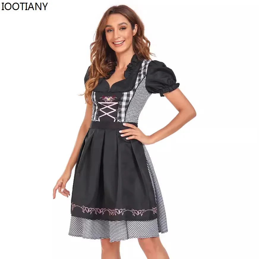 أزياء مهرجان أكتوبر النسائية التأثيرية البافارية التقليدية لخادمة البيرة للبالغين فستان تنكري للهالوين كرنفال حفلة تنكرية للرقص Unifo #3