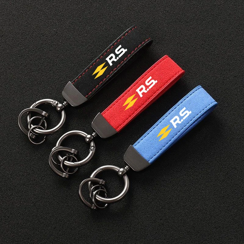 LLavero de coche para Renault RS Line Fluence Captur Megane 2 3 4 accesorios de coche gamuza hebilla de Metal llavero anillos regalo para hombres