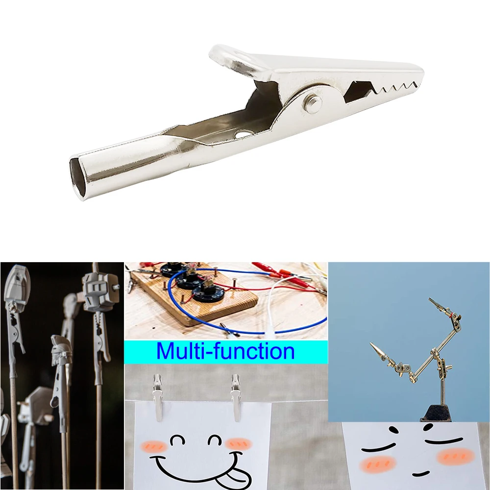 10/20 قطعة 51 مللي متر مقاطع التمساح المعدنية التمساح الكهربائية اختبار كابل الرصاص التحقيق كليب مشابك البطارية 10A الفضة