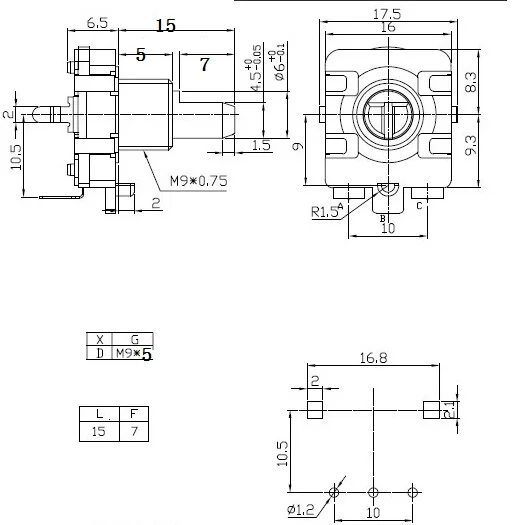 YYT EC16 type encoder 24 positioning point 24 pulse number axis length 15MM 20MM digital potentiometer