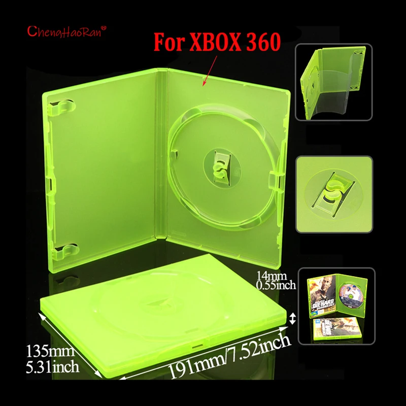 Caja de almacenamiento de disco de juego XBOX360, caja a prueba de polvo, superficie de impresión de arena de un solo disco, núcleo de disco de empuje, 1 Uds.