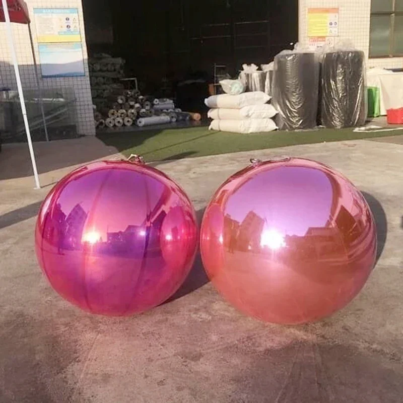 Gold Inflatable Mirror Ball Double layer Inflatable Mirror Balloon Airtight Giant PVC Sealed Sphere For Events Stage Decoration