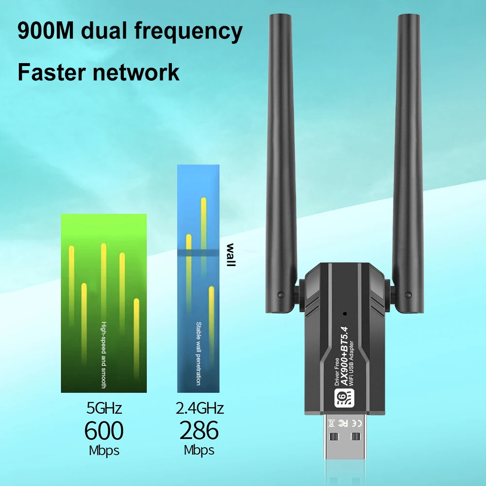 AX918B adaptor USB WiFi Dual Band, Dongle Bluetooth 2.4G + 5Ghz Wi-Fi, penerima kartu jaringan nirkabel untuk Laptop PC