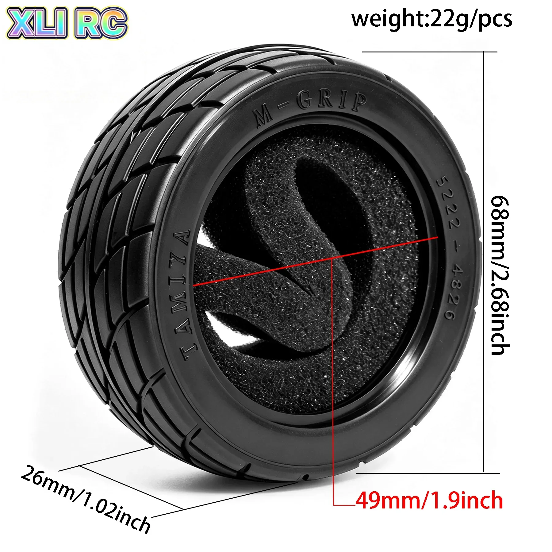 4Pcs 1/10 RC On Road Touring Car Flat Racing Tires Fit Tamiya TT01 TT02 HSP 94123 RC Car Replacement Upgrade Parts