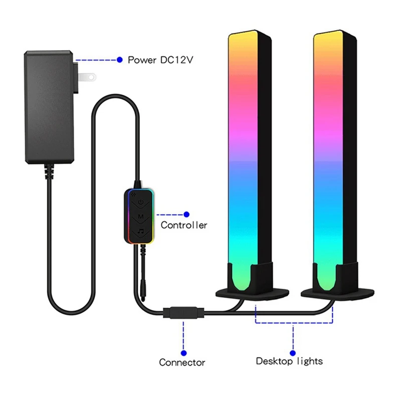 Promotion! LED Light Bar Gaming Ambient Light Bluetooth TV Backlight RGB Effect With Music Sync For PC TV Room Decor 2 Pcs