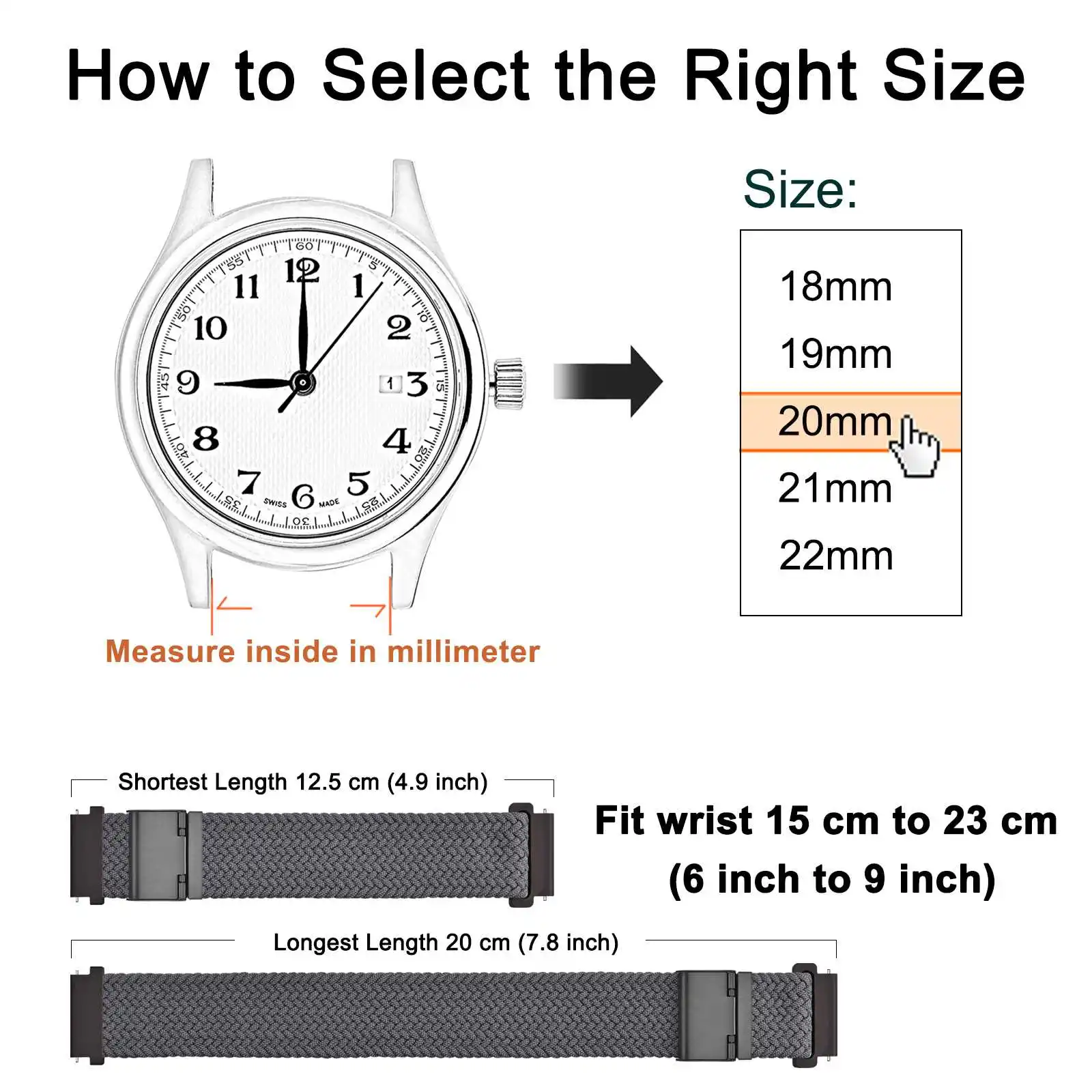 Wocci Woven Nylon Watch Band 18mm 19mm 20mm 21mm 22mm Quick Release Watchstrap Washable Bracelet for Men and Women