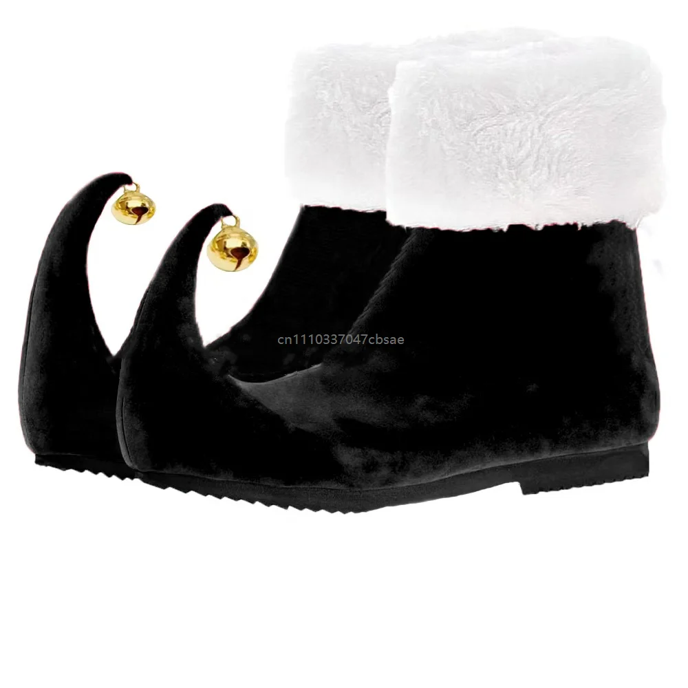 Christmas Elf Santa Claus Boots Adult Unisex With Bells Red Shoes Ankle Boot Role Play Accessories Party Stage Performance Prop 3