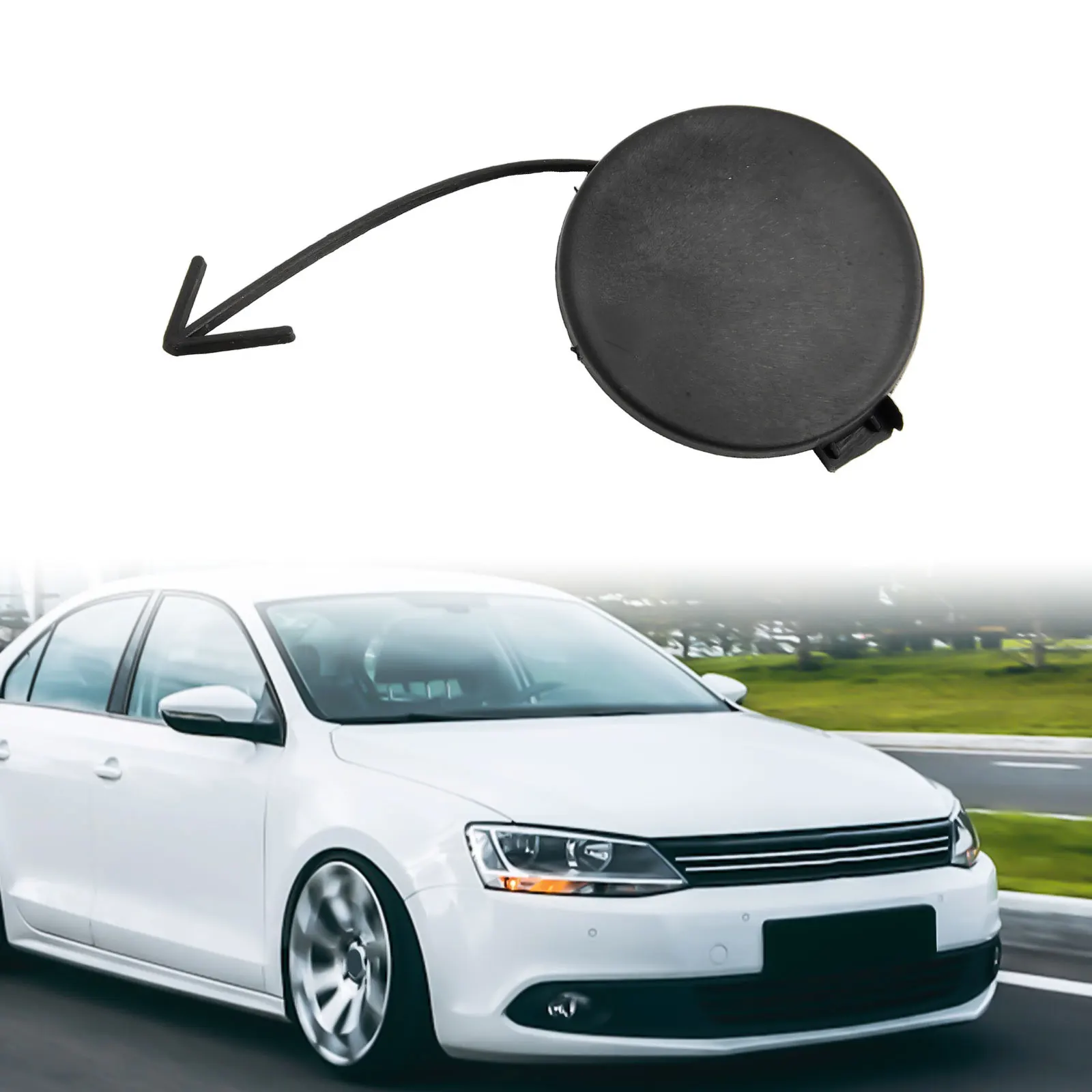 

1 PC Car Front Tow Hook Eye Cover Fits For Jetta MK6 2011-2014 Auto Bumper Towing Hook Cap Trailer Lid 5C6807241 Accessories