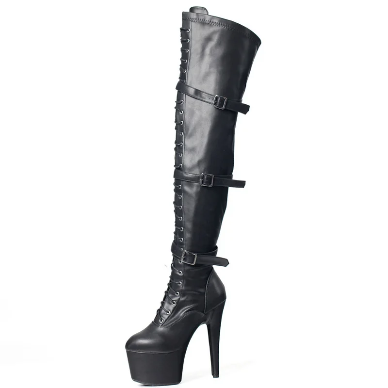 CACA stivali alti alla coscia in pelle da donna da 18cm, tacchi alti Fetish sopra il ginocchio Botas lunghi, piattaforme da uomo Pole Dance Stage