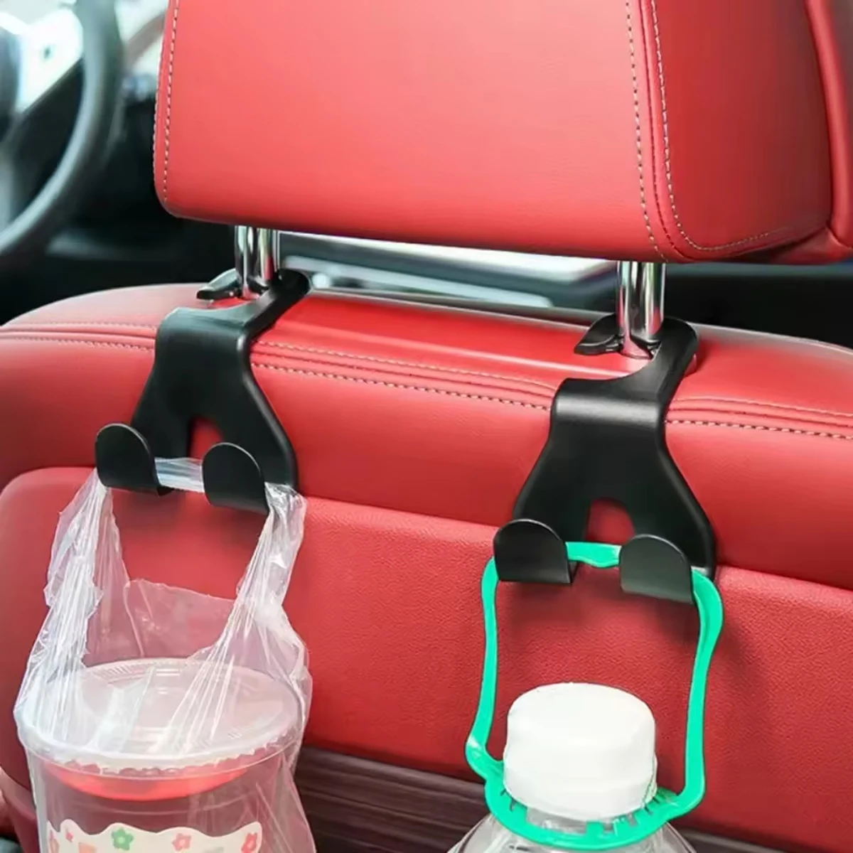 

2PCS Car Headrest Hooks, Auto Seat Back Organizer for Bags/Phones, Multifunctional Storage Clip Hanger, Car Accessories Decor