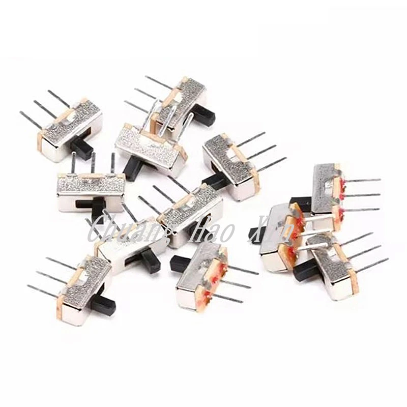 100PCS Interruptor on-off mini Slide Switch SS12D00 SS12D00G3 3pin 1P2T 2 Position High quality toggle switch Handle length:3MM