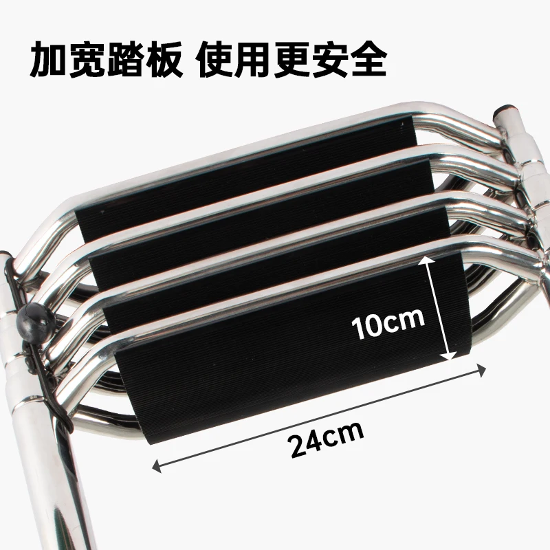 Stainless Steel Ladder Marine Hardware Accessories Ladder Telescopic 4 Sections Hook Ladder with Armrest Water Travel