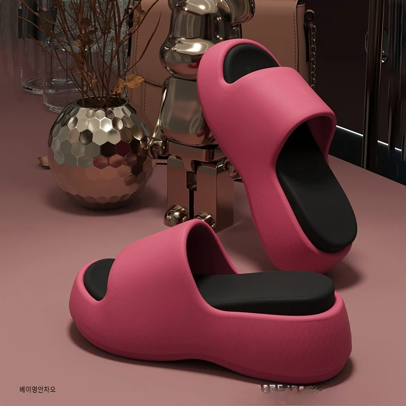 Rose Red EVA Cloud Slippers for Couples Non-slip Thick Sole Summer Wedding Indoor Home Slippers Comfortable No Odor Shoes - view 6