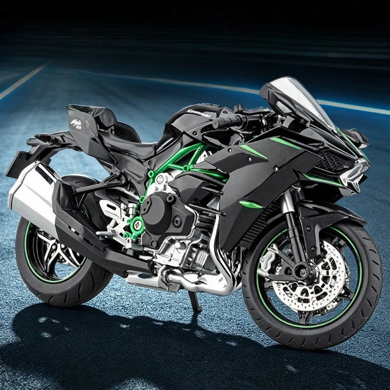 1:12 H2 H2R metal sport motorbike cool light steerable wheel ornamental design compact high end for personal decoration