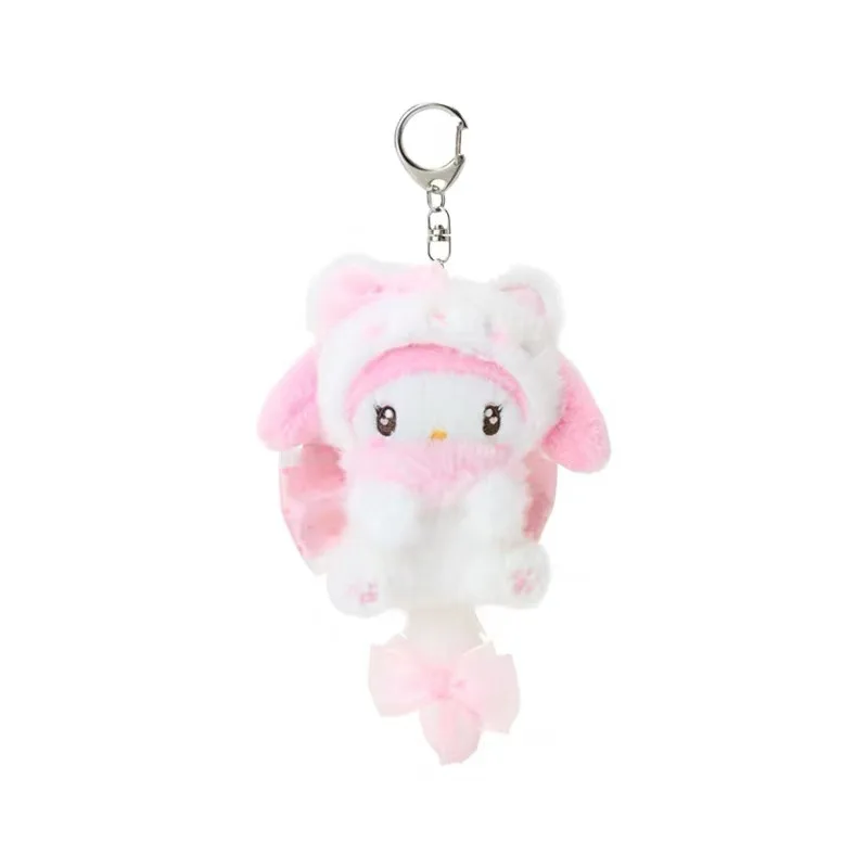 Sanrio cream cat series kitty my melody Sweet Piano plush keychain kuromi cinnamoroll fluffy tail doll pendant backpack charm view 6
