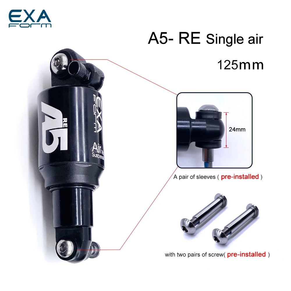 FACAIIO Ammortizzatore posteriore per bicicletta, 125/150/165/190 mm, pressione dell'aria regolabile con fodera da 24 mm, per MTB/MT/Ebike/Dmn/scooter elettrico. (125 mm x 20 mm FACAIIO Ammortizzatore posteriore per bicicletta, 125/150/165/190 mm, pressione dell'aria regolabile con fodera da 24 mm, per MTB/MT/Ebike/Dmn/scooter elettrico. (125 mm x 20 mm