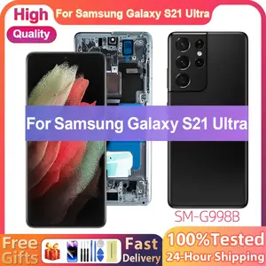 Bilashmart 6.8'' Super AMOLED Samsung Galaxy S21 Ultra 5G LCD Display Digital Touch Screen G998F G998B Display with Frame