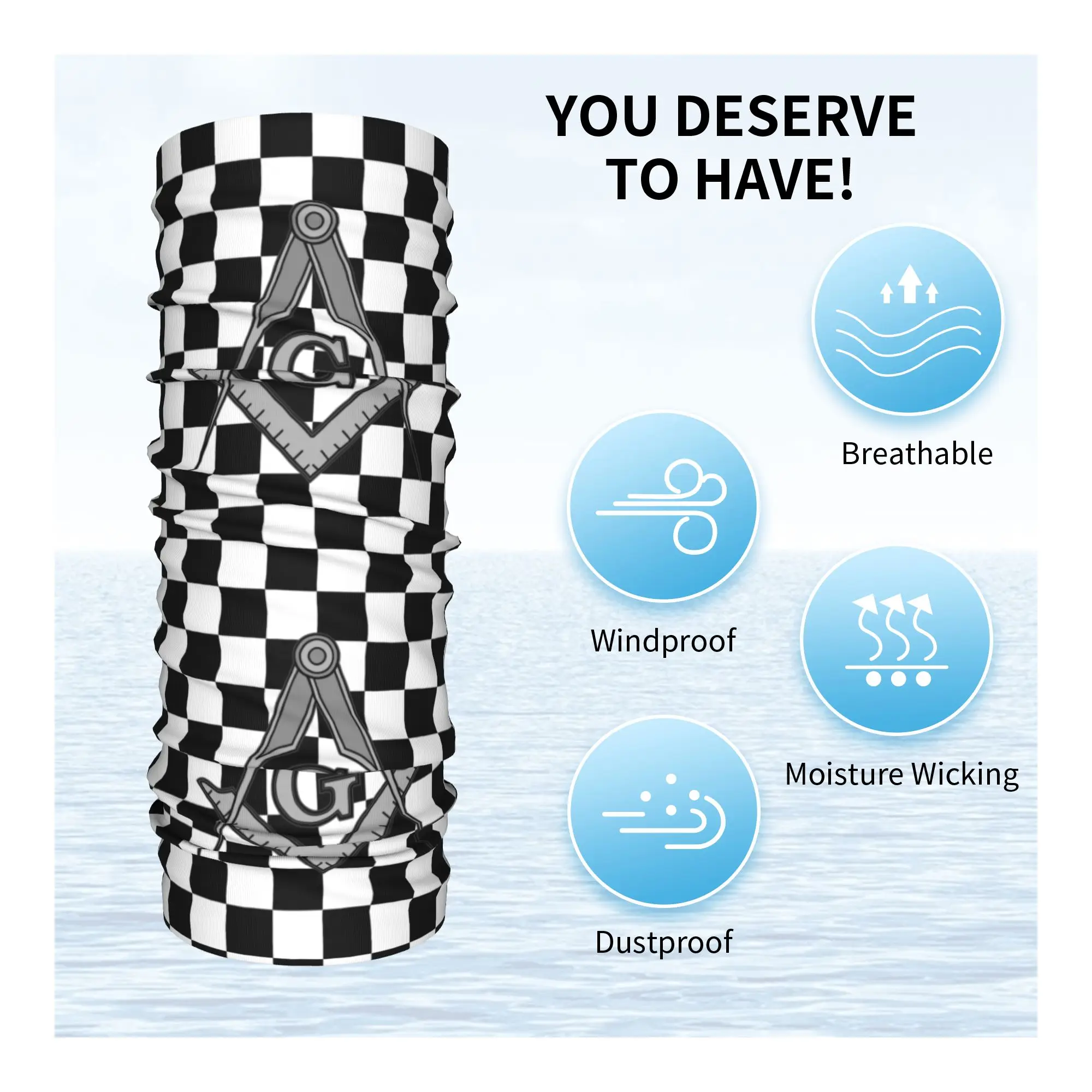 مخصص الماسوني مربع والبوصلة الماسونية باندانا الرقبة أدفأ النساء الرجال الشتاء التزلج وشاح أنبوبي الجراب ميسون واقي الوجه #3