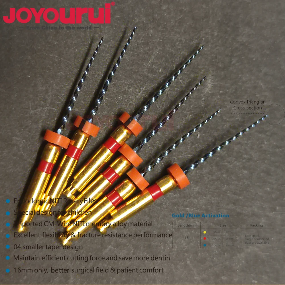6Pcs/Pack Dental Rotary Files Niti Heat Activeated Dental Endo Files Baby Pediatric Files Children Root Canal Treatment For Kids