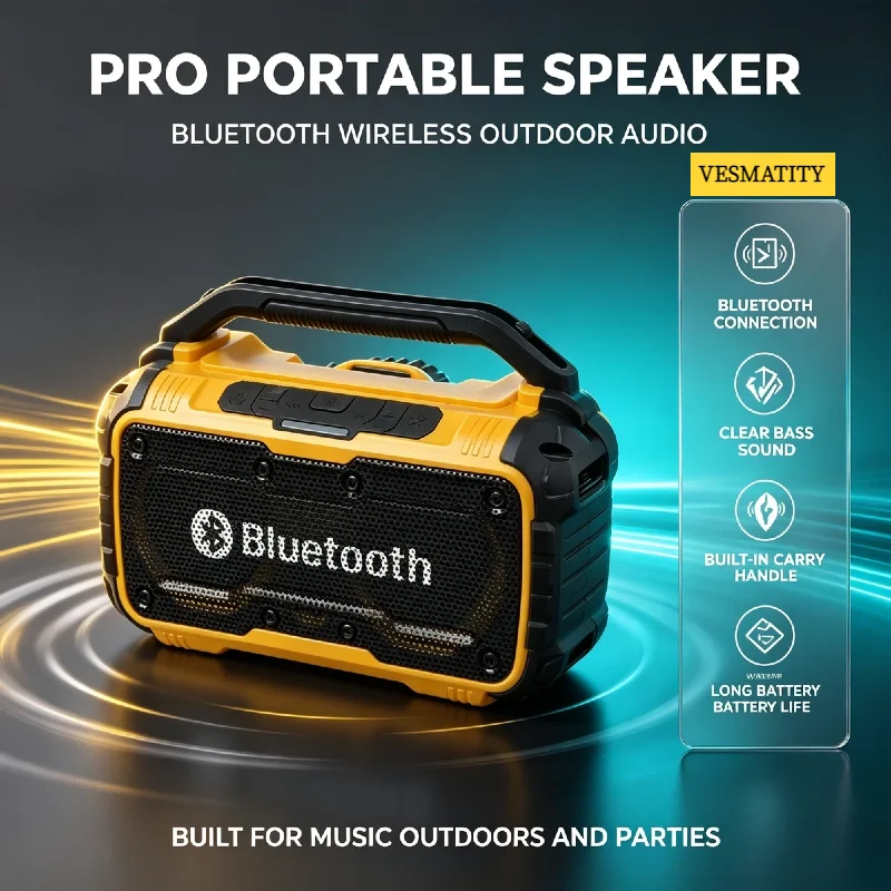 Surround Speaker Portable Cordless Bluetooth Dual Channel Subwoofer Loudspeaker Bare Tool No Battery for 18V VESMATITY Pro