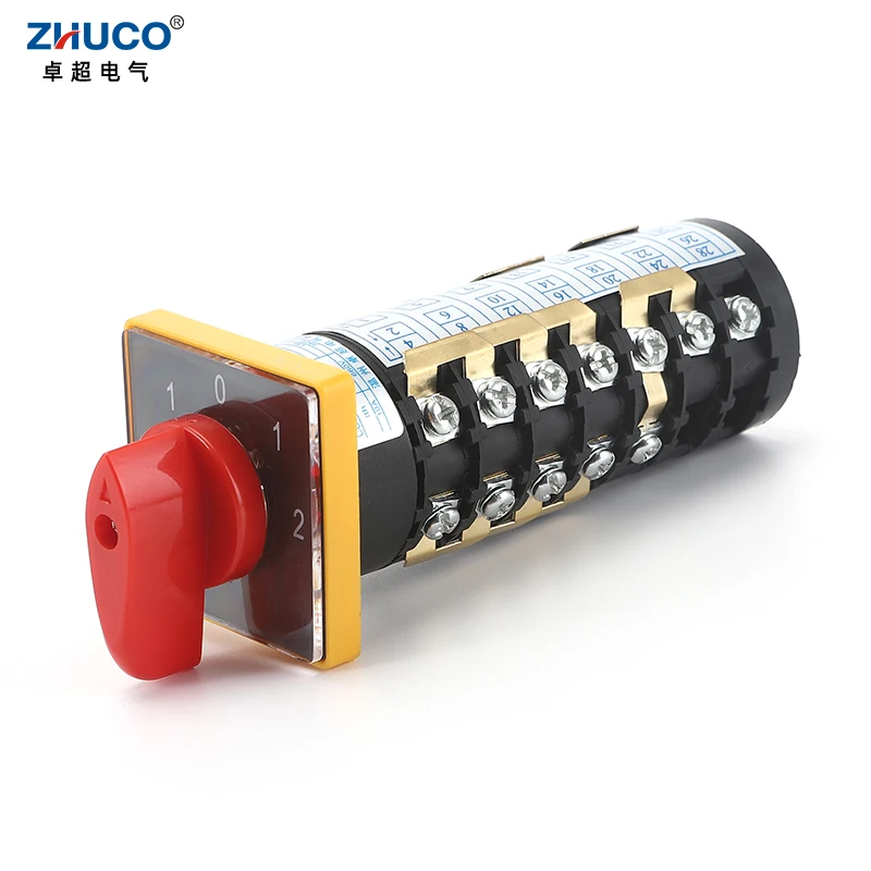 ZHUCO HZ5B-10/T721.7 10A 5 Positions 7 Poles 28 Screws Universal Rotary Cam Changeover Reversing Combination Switch