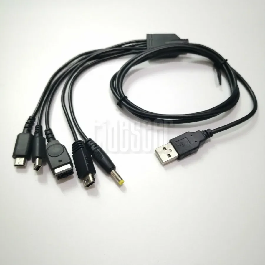 200pcs 5 in 1 USB Game Charging Cable For Nintendo 3DS XL NDS Lite NDSI LL Wii GBA SP for Sony PSP 1000 2000 3000 Charger Cords