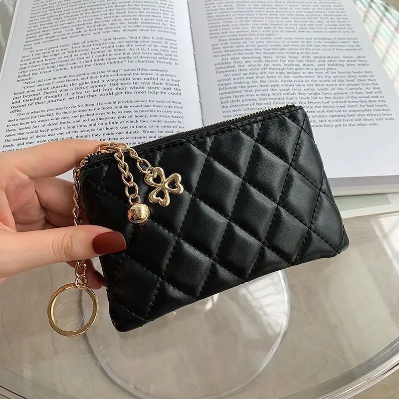 Women's Zipper Hand Pouch with Metal Chain Ornament, Portable Storage Bag for Coins, Keys & Lipsticks