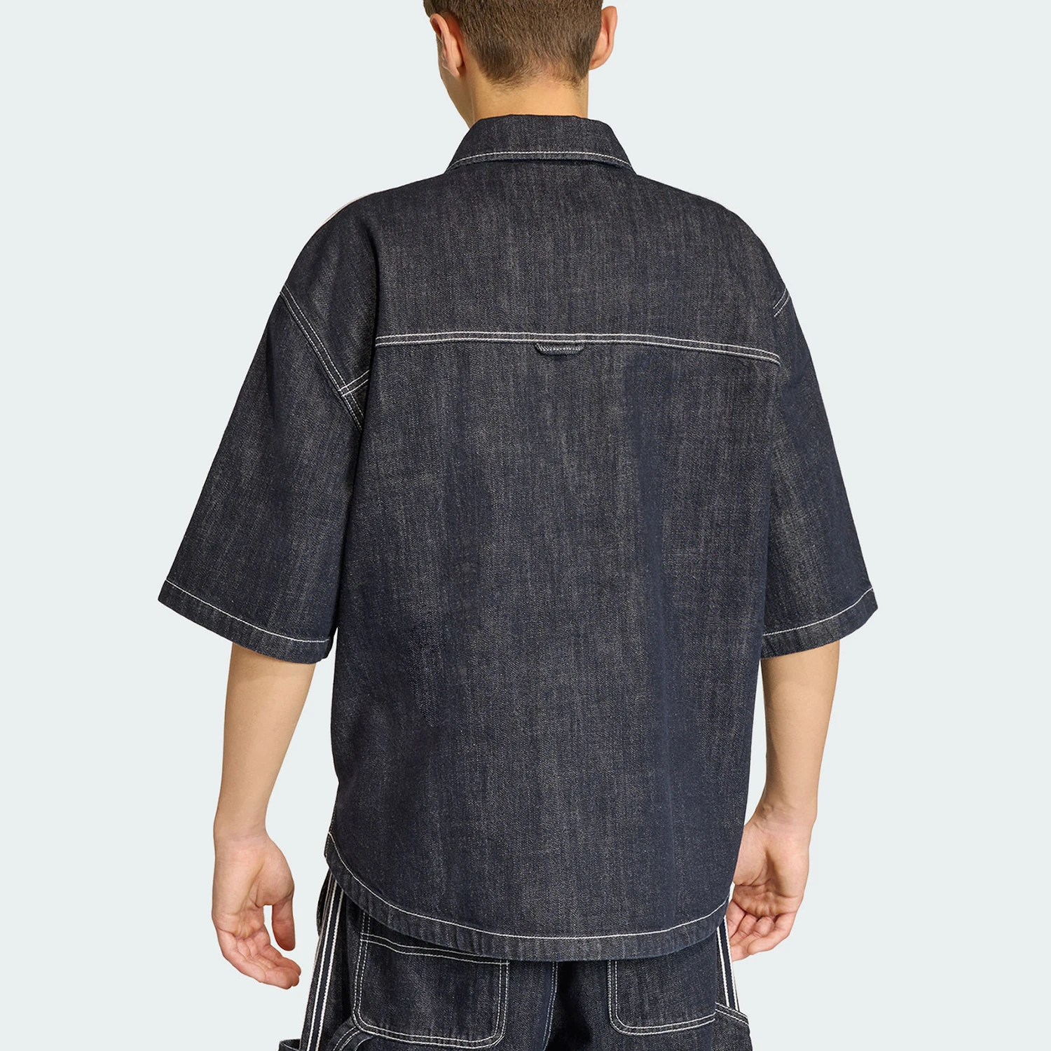 Adidas Authentic Three Leaves Men's Loose Fashion Denim Shirt T-Shirt KG6448