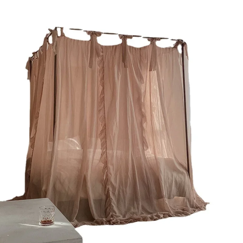 

French mosquito net, princess wind bed curtain, triple-opening shading, dust-proof, old-fashioned shelf bed