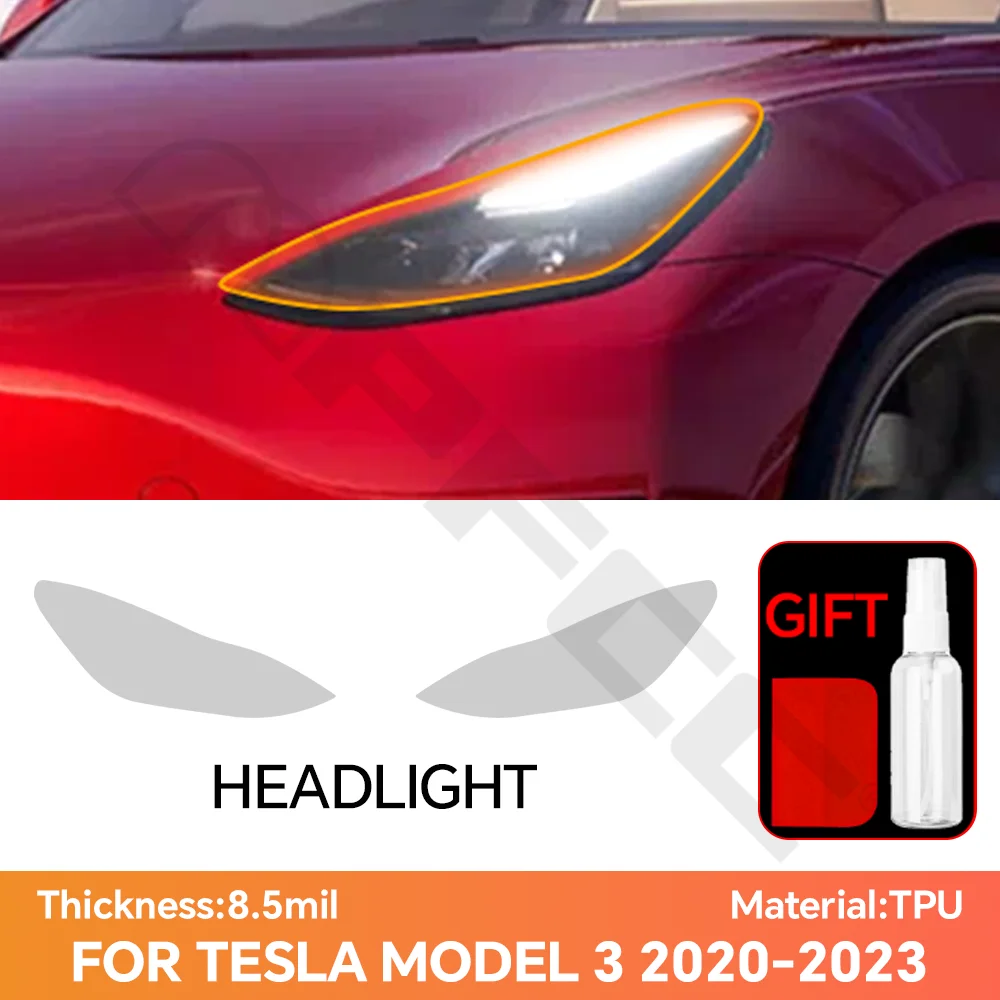

For Tesla Model 3 2020-2023 TPU Clear Headlight Film PreCut DIY Paint Protection Film PPF Rearview Bra Anti-scratch Film