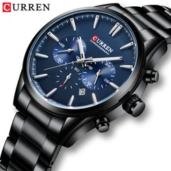 CURREN Sports Casual Quartz Wristwatches with Chronograph Fashion Stainless Steel Men's Watch Auto Date Clock Male