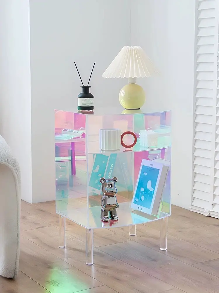 Colorful Acrylic Storage Table Transparent Bedside Table Modern Coffee Table Sofa Sofa Side Table Edge Table Living Room Storage