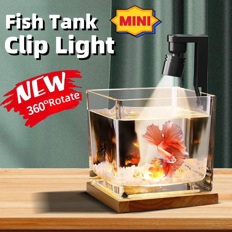 Fish Tank Clip Lamp Algae Lamp Small USB Lamp Aquarium Clip-On LED Light Fish Reptile Animals Fishbowl Landscaping Accessories