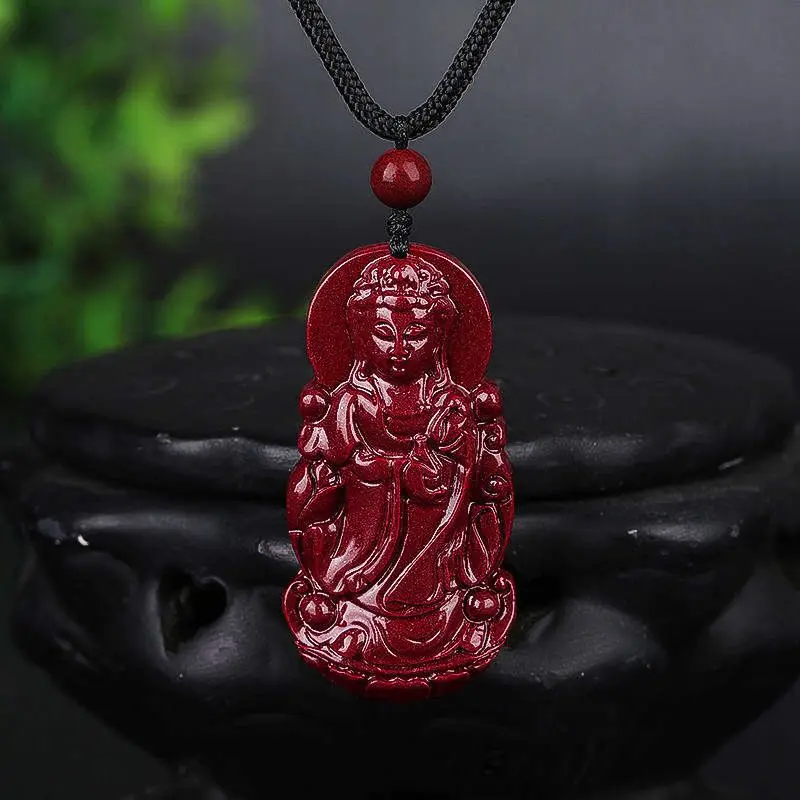 

Cinnabar Jade Bottle Guanyin Bodhisattva Pendant Naturally High Content