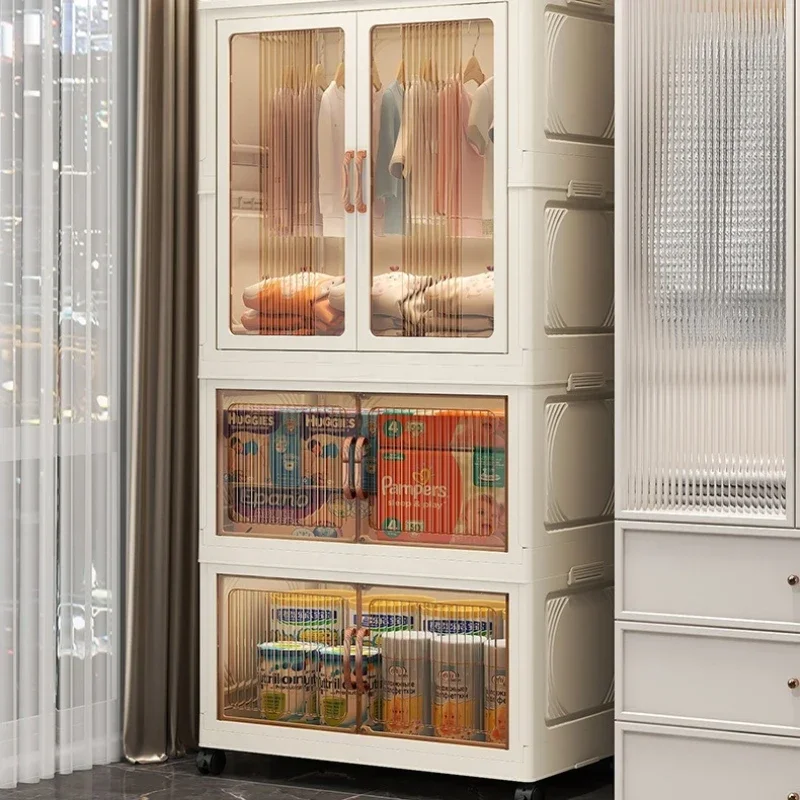 Simple Household Bedroom For Babies Organizing Box Baby Wardrobe Children's Storage Cabinet Folding Free Installation Locker