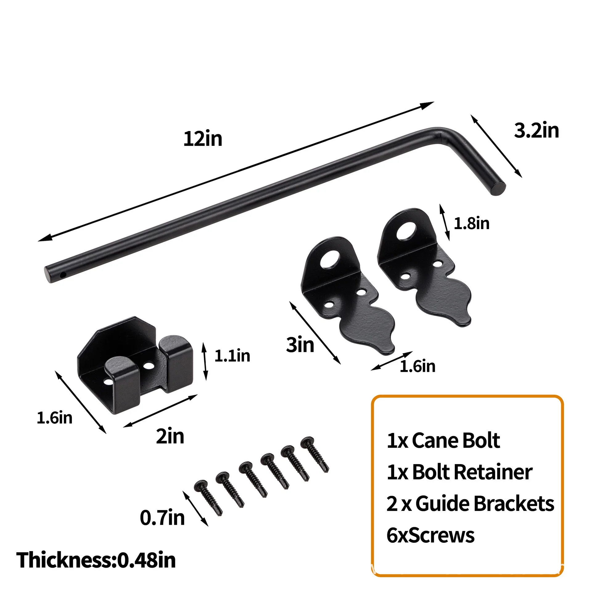 Fence Fence Latch 12inch Outdoor Latch Cane Bolt Gate Drop Rod 12inch 18inch