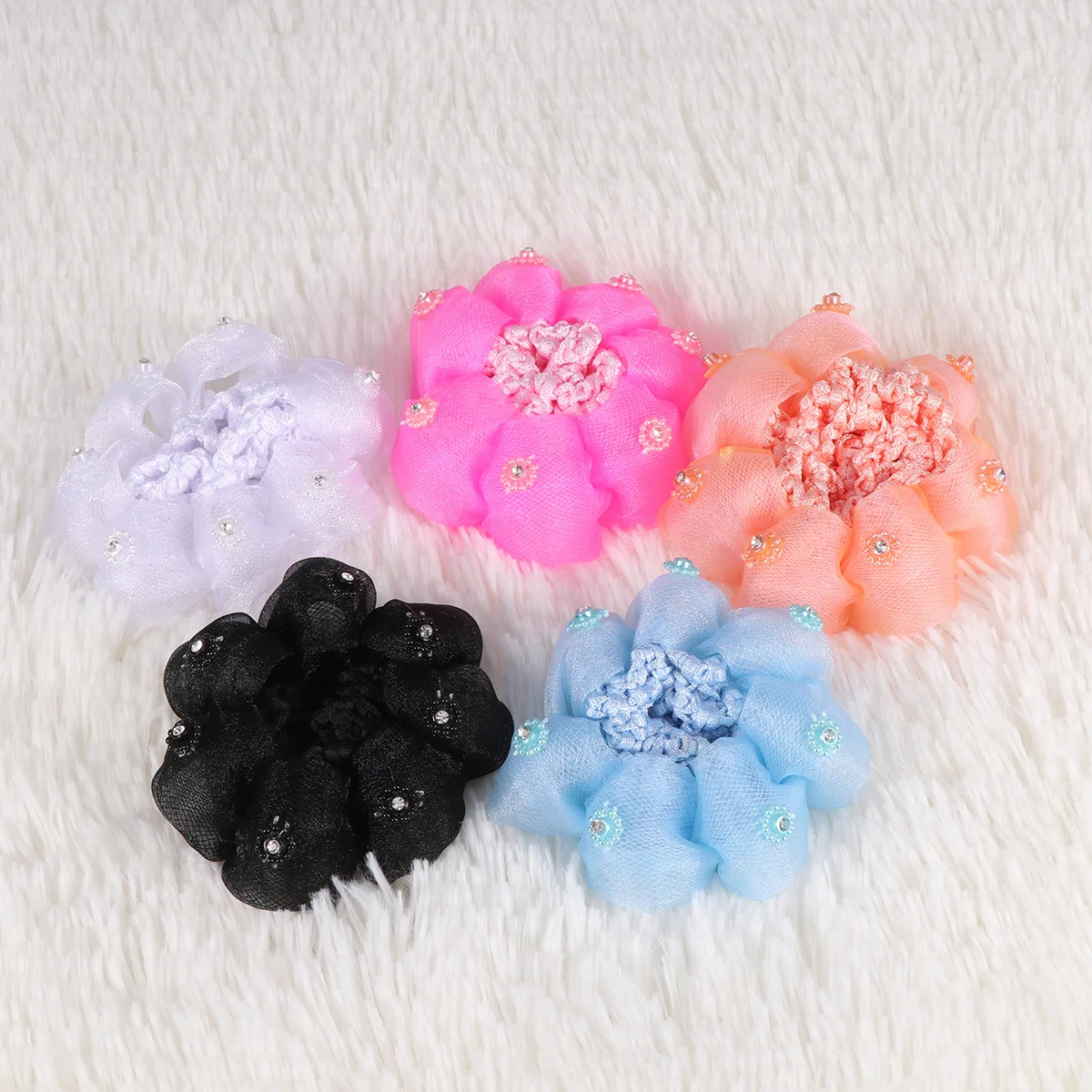 

5 шт., детский снуд, эластичная сетка для волос для танцевального выступления, сценический головной убор, летние дышащие аксессуары для волос