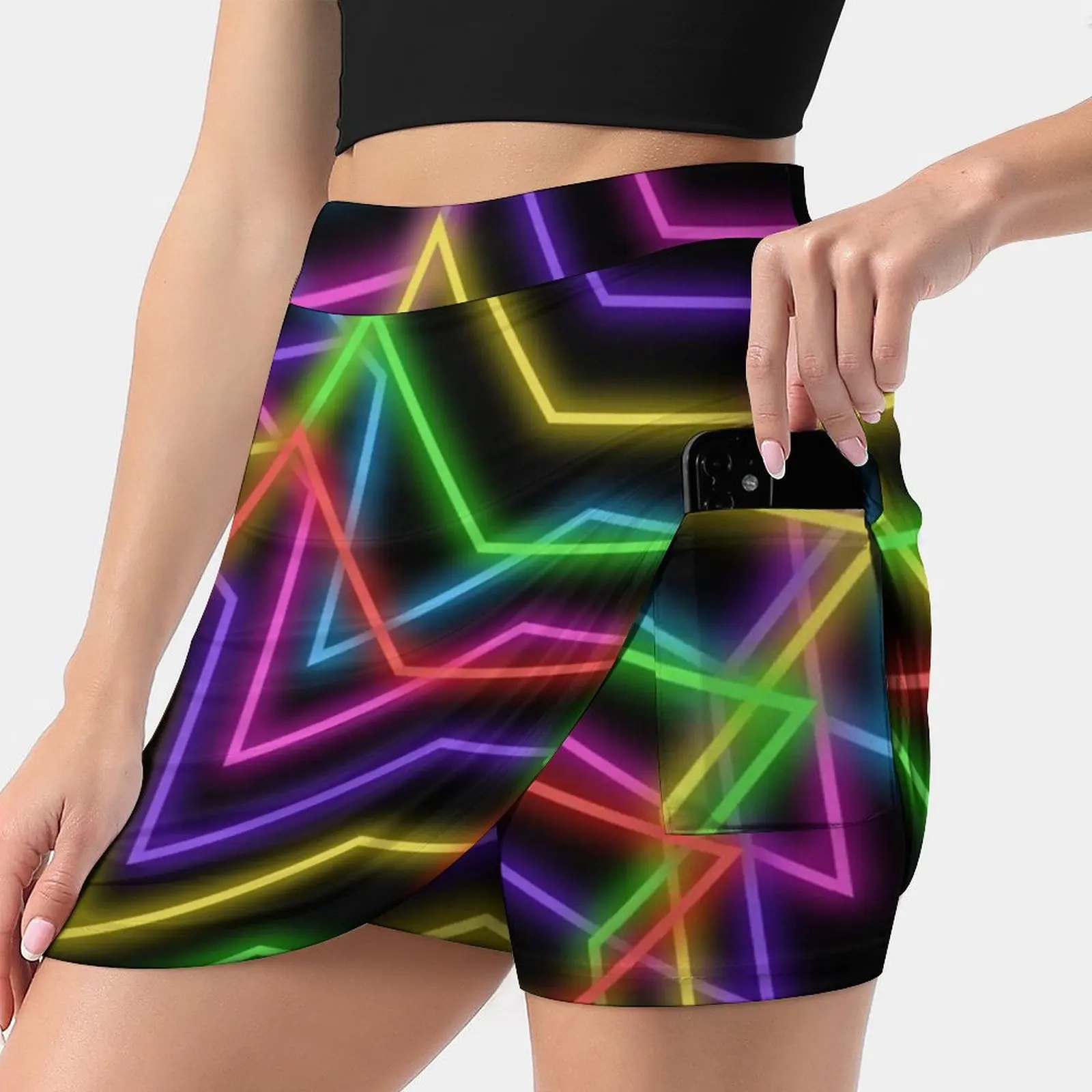 

1980S Rainbow Neon Glowing Stars , Single Image Version Women's skirt Y2K Summer Clothes 2022 Kpop Style Trouser Skirt With