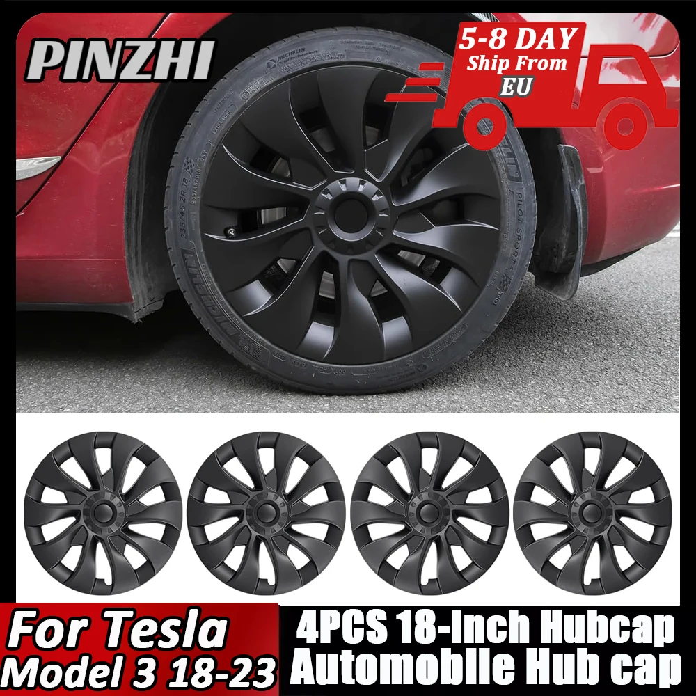 4 pièces pour Tesla modèle 3 18 pouces enjoliveur 2018-2023 capuchon de moyeu Performance capuchon de roue de remplacement Automobile jante complète accessoires de couverture