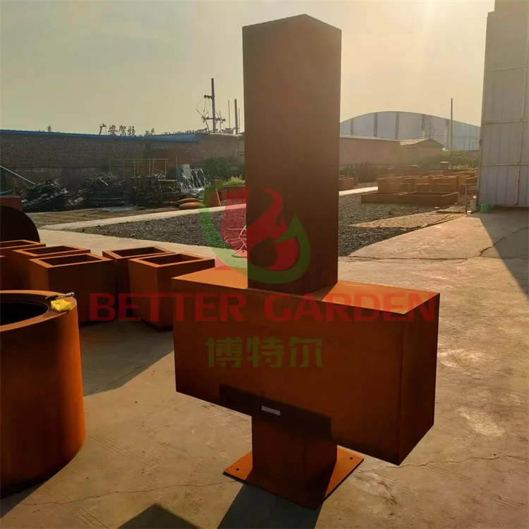 Heating Large Residential  Wood Outdoor Fireplace with Flame